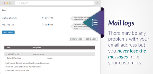 Slide Out Contact Form Mail Logs