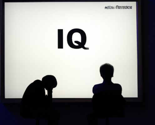 two people sitting and thinking in front of an iq test