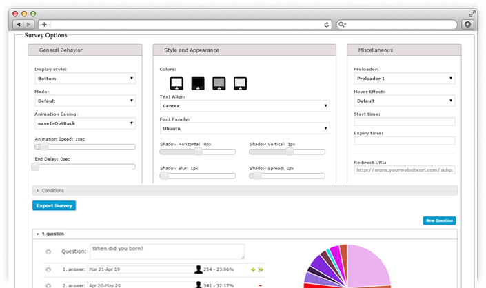 Modal Survey administrator area